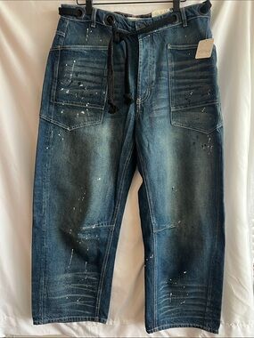 FREE PEOPLE low slung paint splatter barrell leg jeans sz 30 NWT